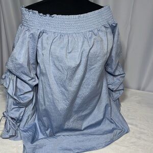 Rebecca Minkoff off shoulder, long denim size medium top